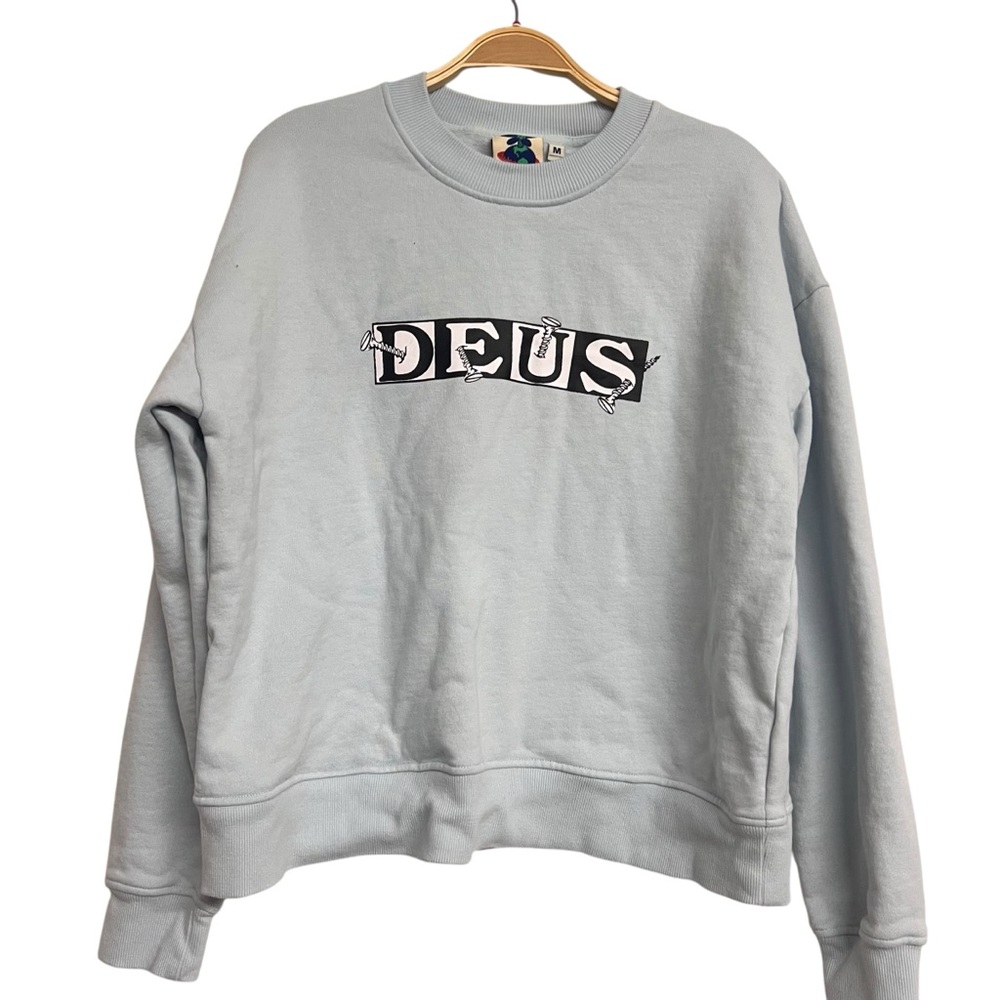 Deus Ex Machina Records Screw Loose Crewneck Sweatshirt Women’s Medium Blue‎